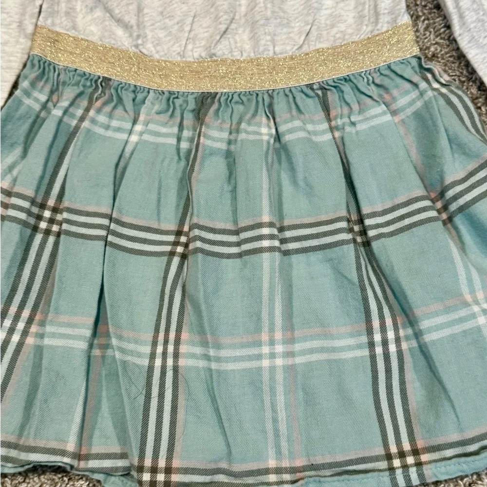Carter’s Toddler Plaid Skirt Dress Gold Sparkle long sleeve Dress Size 3T - Picture 9 of 9